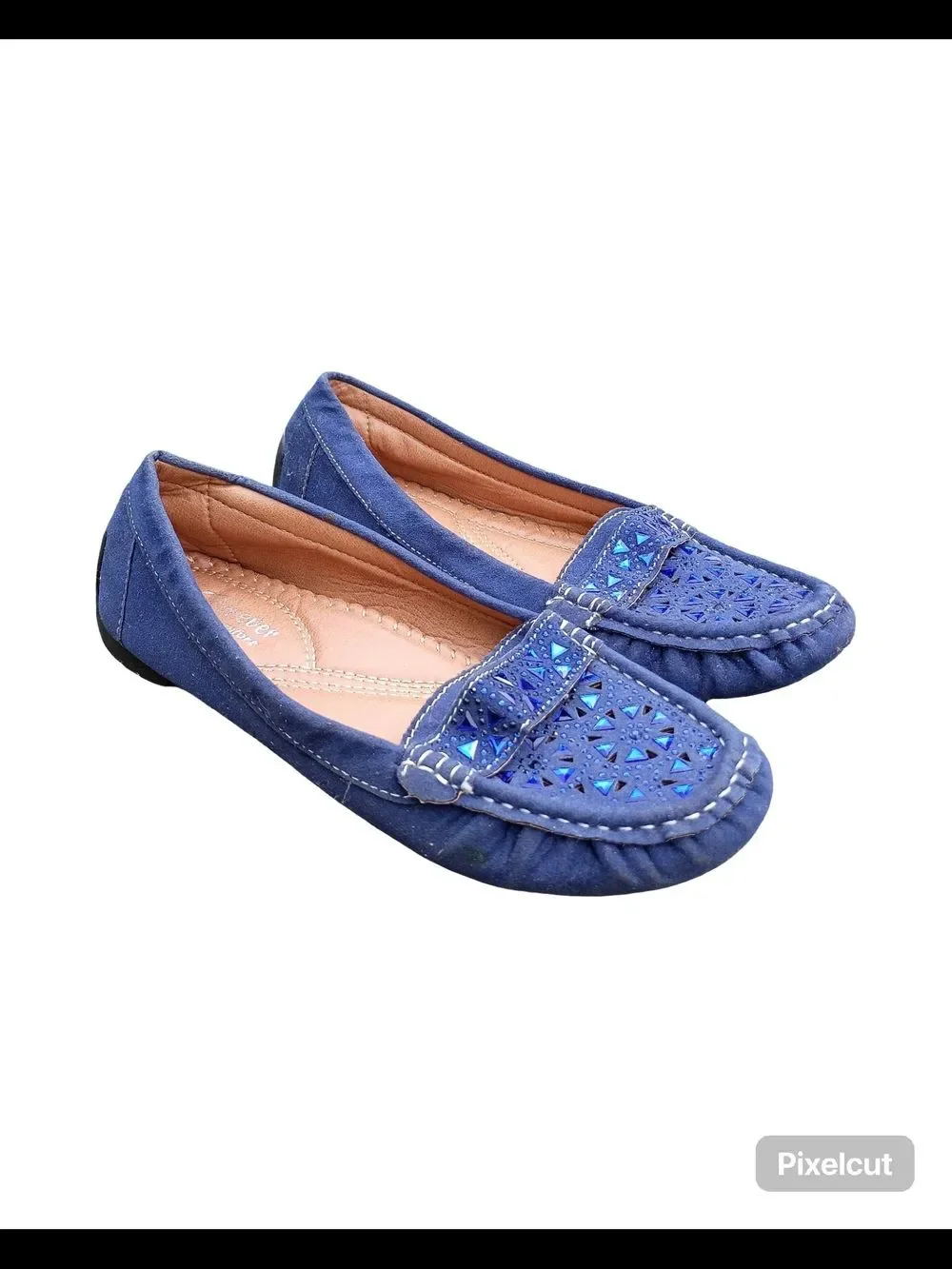 Blue Women's Casual Moccasin Flats